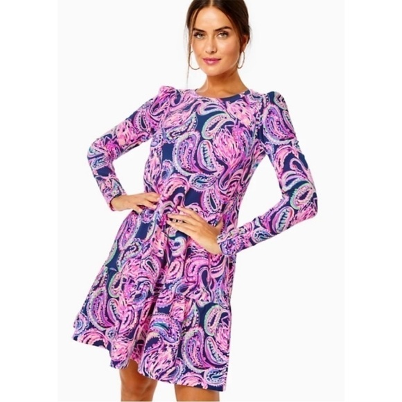 Lilly Pulitzer Dresses & Skirts - Lilly Pulitzer UPF50+ Arlene High Tide Navy Flock to The Top Dress Sz S EUC
